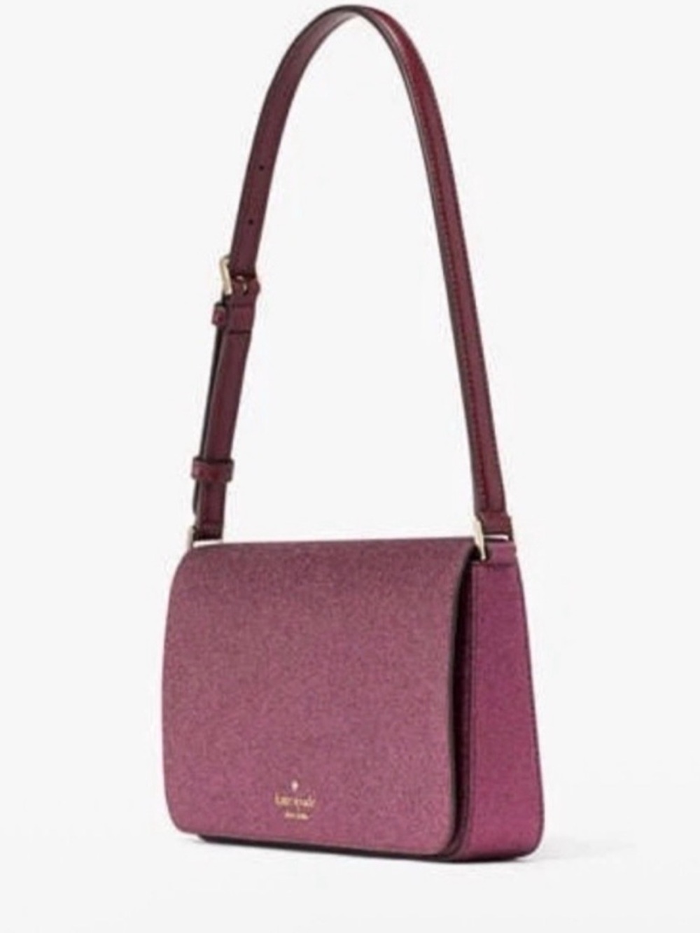 Kate Spade new Glitter flap shoulder bag in deep berry color ! NWOT